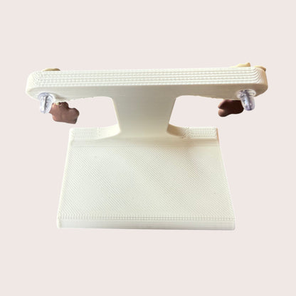 Nitelief white 3D printed earring display stand featuring a double flower design for showcasing jewelry